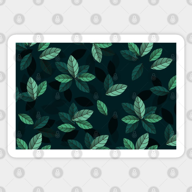 Dark Green Leaf Pattern Sticker by Alexander S.